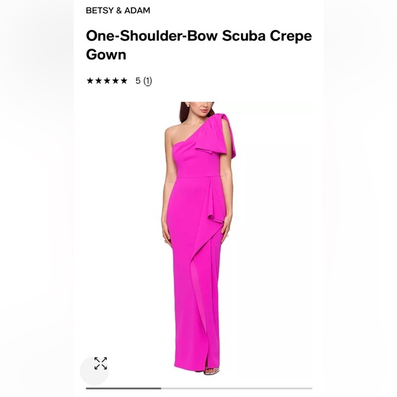 Fushia pink one shoulder rubbed dress. - Picture 2 of 3